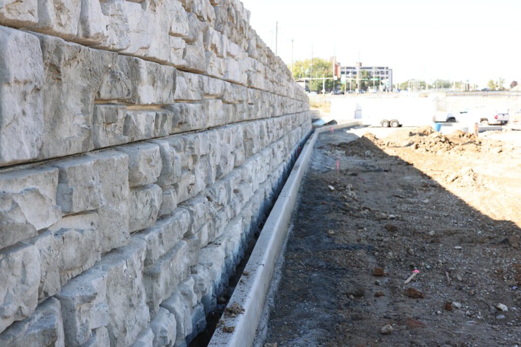 Exterior of retaining wall at Crestwood Crossing - Crestwood, MO